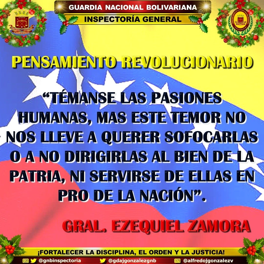 Las pasiones elevan el espíritu, siempre que sean dignas de él. #PensamientoRevolucionario #9DeNoviembre #VenezuelaTieneConQué #VenezuelaJusticiaSoberana #Patria #GNB #FANB #InspecGralGNB #CEOFANB #EscudoBolivariano2021 #CEOFANBPorLaPatria #Filven2021 #PuebloDignoYSoberano