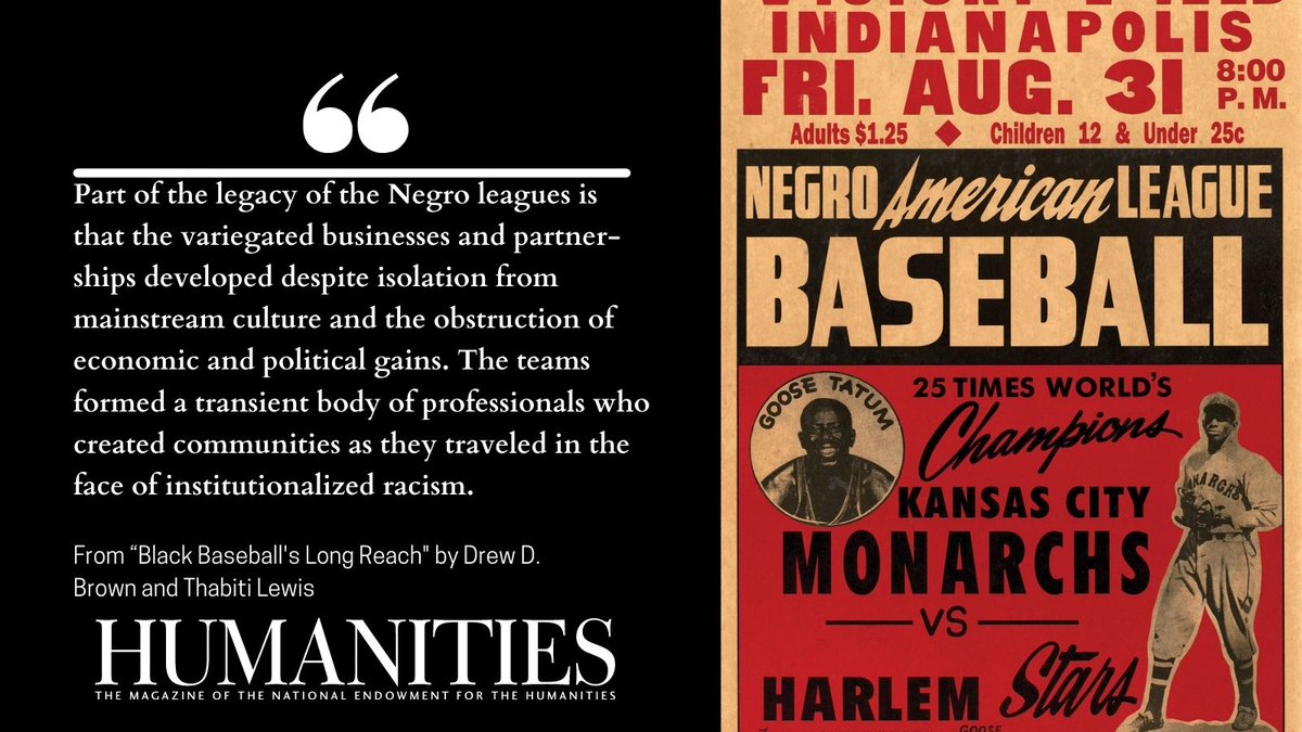 “Part of the legacy of the Negro leagues is that the variegated businesses and partnerships developed despite isolation from mainstream culture and the obstruction of economic and political gains.” Read more in Drew D. Brown &amp; Thabiti Lewis’s new article: bit.ly/3F0Xemc