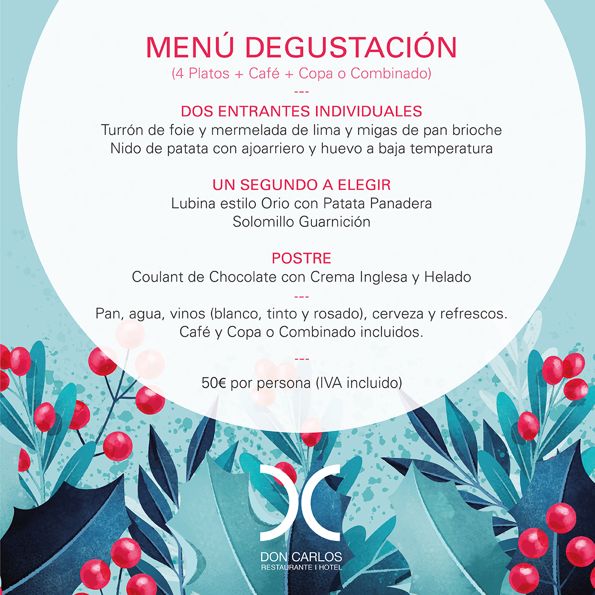 ✨Comidas y Cenas de #Navidad🎄para empresas✨
🍴 Menú Degustación + 🍸Copa + 🥳Baile con DJ 🎉 ¡Todo incluido y en un mismo lugar! 

📞Info y reservas: 948 33 00 77 / infohotel@hdoncarlos.com

#ExperienciasDonCarlos #NavidadDonCarlos #CenaEmpresa #ComidaEmpresa #Navarra