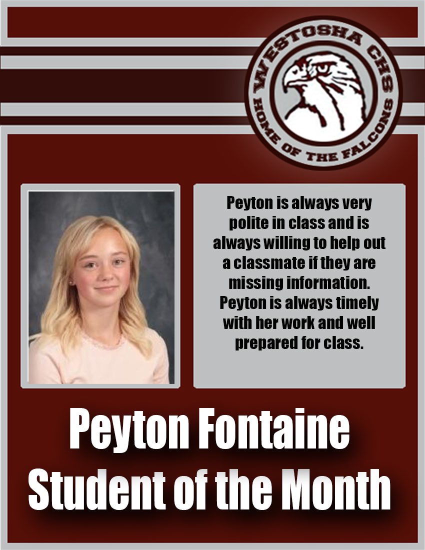 WestoshaCHS's tweet photo. Congratulations to our October Students of the Month 🤩

#weAREwestosha #studentsofthemonth #post3of3 https://t.co/nSgs1NBQop