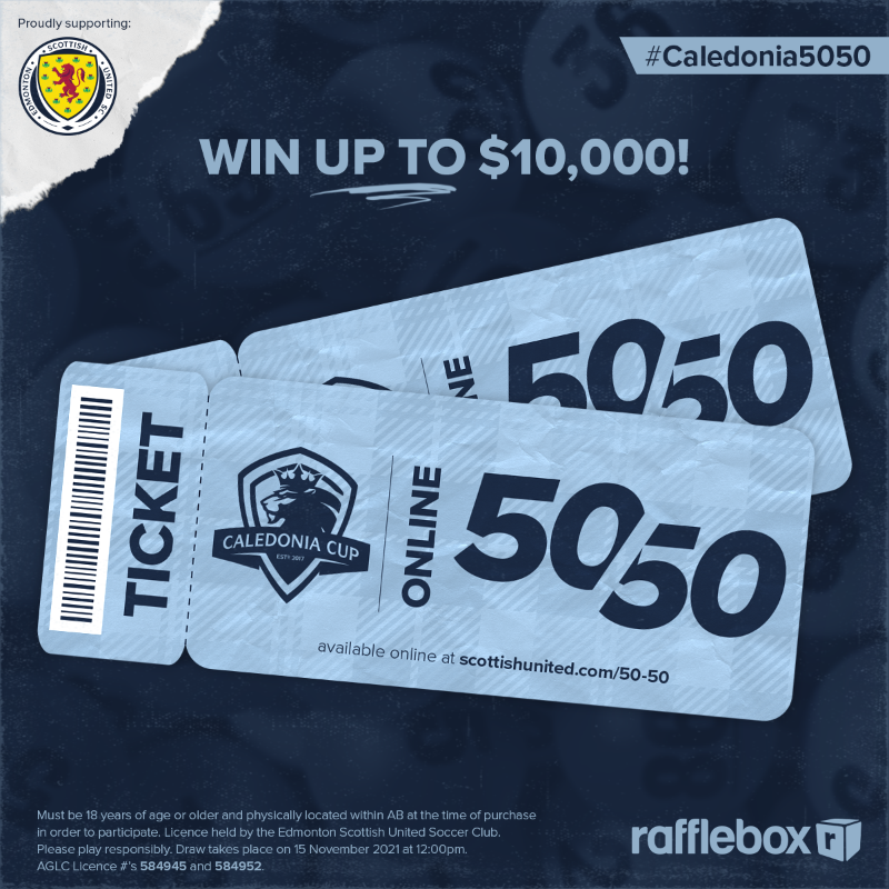 scottishunited's tweet photo. Our Caledonia Cup 50/50 is now live — take in the tournament, support Scottish United, and win up to $10,000!

#Caledonia5050 | #GoTartans