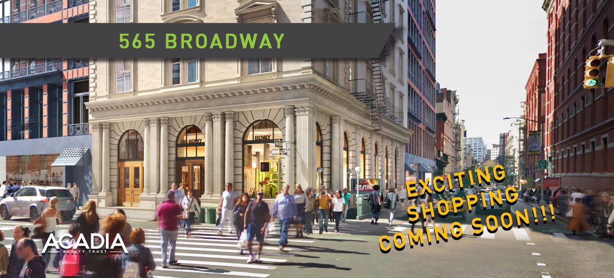 Shopping is only getting more exciting in NYC! Fila will be coming soon to 565 Broadway in Soho. Keep an eye out for more details coming soon…

For leasing info in the NYC area contact Tracey Mitnick - tmitnick@acadiarealty.com

#AKR #AKRLeasing #565Broadway #Soho #REIT