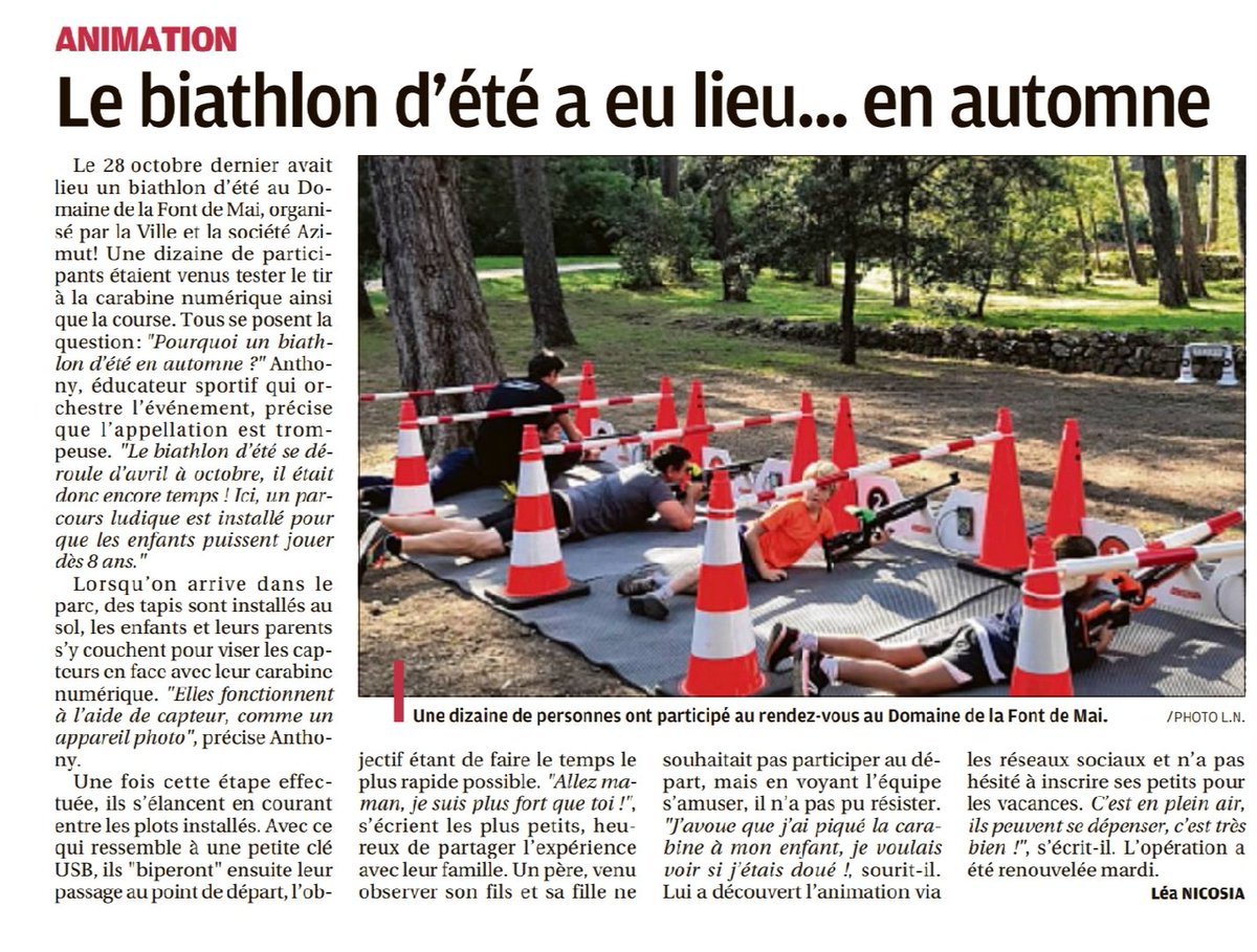 azimute_fr's tweet photo. Merci à Léa Nicosia pour son article dans la Provence ! Précision : l'appellation "Biathlon d'été" désigne la variante estivale du Biathlon "classique" ( ski-roues sur stade de Biathlon) . Ici, Run Biathlon ou mieux Learn-o Biathlon se pratiquant toute l'année sur tous terrains. https://t.co/W7vH8UrWs5