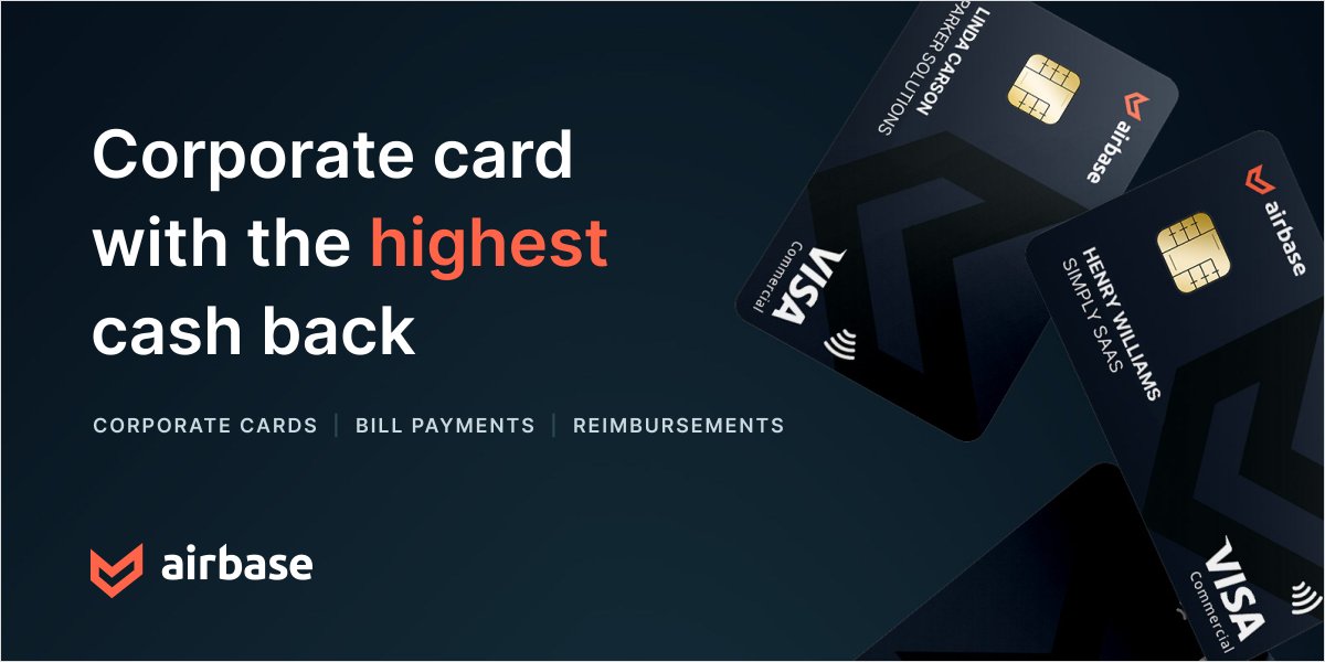 thejo's tweet image. Today @AirbaseHQ is making an announcement that will likely have big implications on the $1 trillion corporate card market in the US, and the fast-growing spend management category. Here&apos;s a thread with the details: