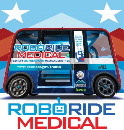 MAGregion's tweet photo. Ever ridden in a #driverless shuttle before? MAG, @PeoriaAZ & @beepAVsolutions are launching its #RoboRide #autonomous medical project next week. Learn where U can catch a ride on this self-driving vehicle: https://t.co/kbWFYCYMWI https://t.co/YU130fppI4