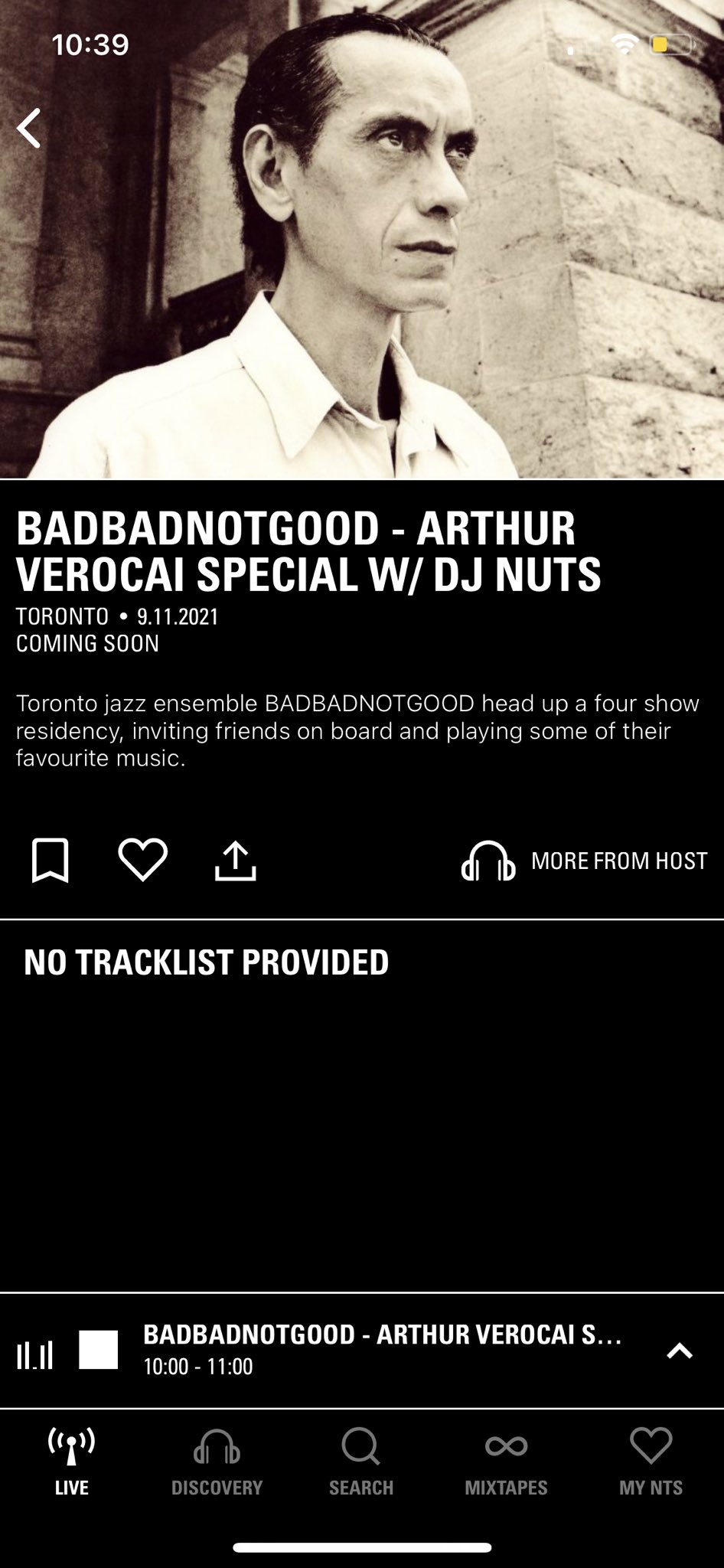 Badbadnotgood - Arthur Verocai Special w/ DJ Nuts 9th November 2021