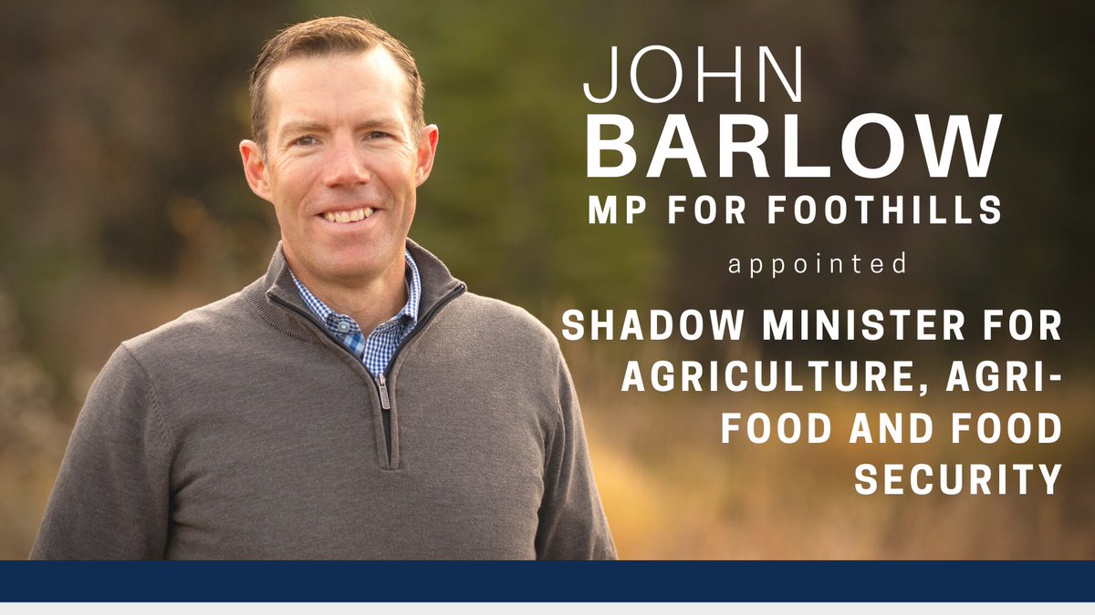 It is an honour to serve as Shadow Minister for Agriculture, Agri-Food &amp; Food Security. The importance of #cdnag to our national interest cannot be overstated. I look forward to once again working with stakeholders from across Canada and championing Canadian agriculture #cdnpoli