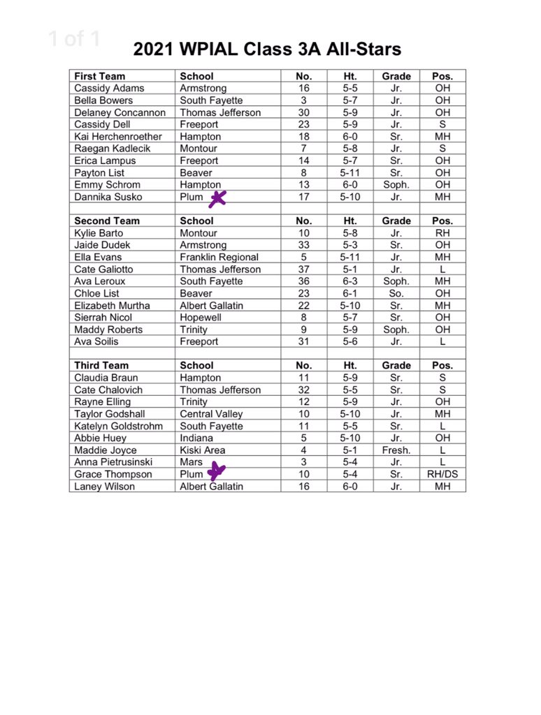 CONGRATS TO OUR WPIAL ALL-STARS!!!!🥳🥳💜💜