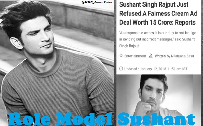 RRS_InnerVoice's tweet photo. Our Beloved Sushant A Big Revolution..🙏

He is my Role Model.. He inspired millions and I am from those.. SSR a extraordinary.. He was refused a fairness cream ad, because he doesn't wanted to send a incorrect message to society as a responsible Actor.

Role Model Sushant 🔭 https://t.co/eI4fPpgg9A