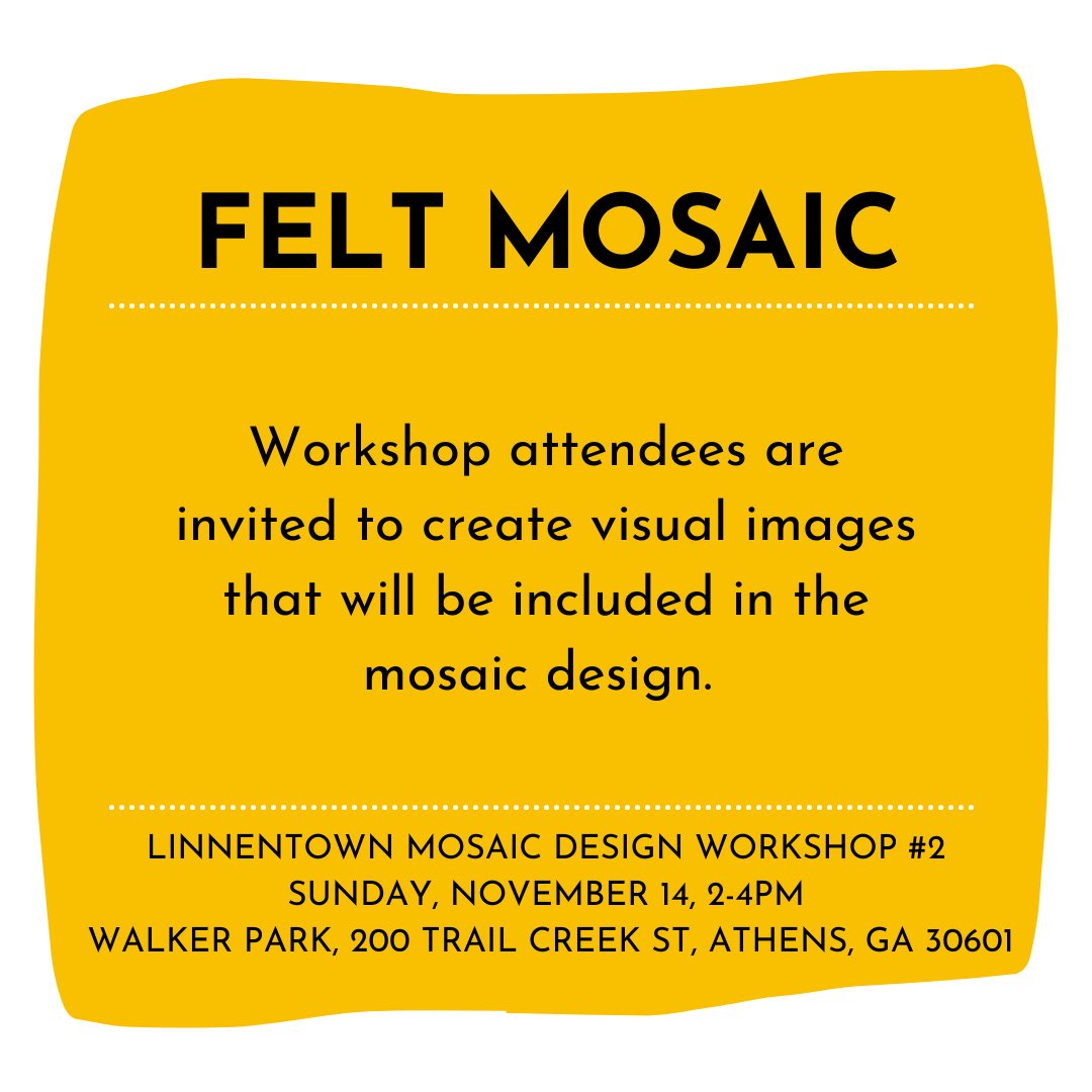 Learn more about what activities you can participate in at our second workshop this Sunday, November 14th from 2-4pm! #Linnentown #LinnentownMosaic #LinnentownMosaicProject #PublicArt