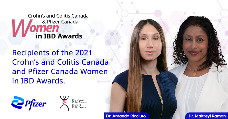 Crohn's and Colitis Canada (@getgutsycanada) on Twitter photo We are so pleased to congratulate Dr. <a href="/amandaricciuto/">Amanda Ricciuto</a> and Dr. Raman (<a href="/SnyderInstitute/">Snyder Institute for Chronic Diseases</a>), the 2021 recipients of the Women in IBD Awards! Together with <a href="/PfizerCA/">Pfizer Canada</a>, we celebrate the advances these researchers have made in our understanding of #IBD: bit.ly/3knryzn We are so pleased to congratulate Dr. <a href="/amandaricciuto/">Amanda Ricciuto</a> and Dr. Raman (<a href="/SnyderInstitute/">Snyder Institute for Chronic Diseases</a>), the 2021 recipients of the Women in IBD Awards! Together with <a href="/PfizerCA/">Pfizer Canada</a>, we celebrate the advances these researchers have made in our understanding of #IBD: bit.ly/3knryzn