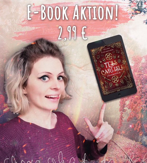 Die Veröffentlichung von Tess' drittem Abenteuer rückt immer näher! 💜 Daher habt ihr noch bis 13.11. die Gelegenheit, den ersten Teil der Reihe zum Aktionspreis von nur 2,99 € (!!!) zu ergattern! 😱
 
#TessCarlisle #SternensandVerlag
#Jägerseele #UrbanFantasy #NicoleSchuhmacher
