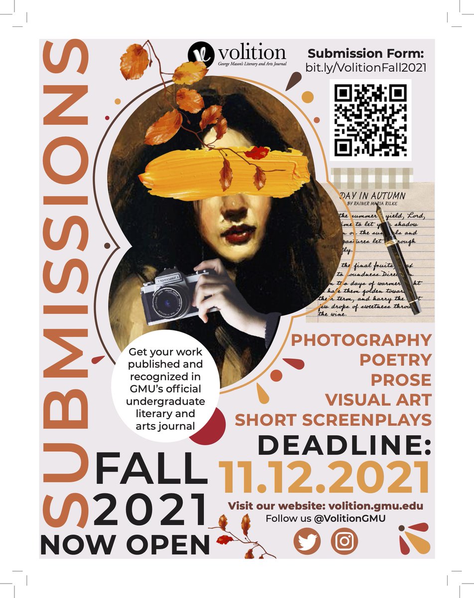 Time is running out to submit to Volition! Remember to get your work in by November 12!