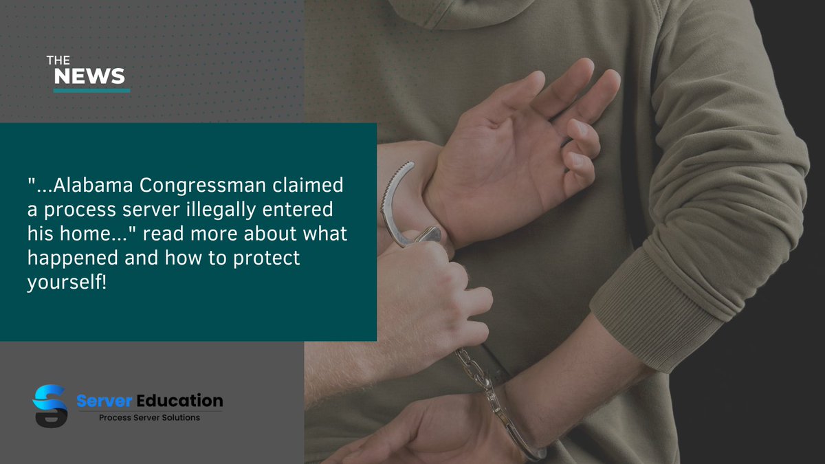 DurableDaverolf's tweet image. It was national news when an Alabama congressman claimed that a process server &quot;&quot;illegally entered&quot;&quot; his home. Read more about what happened at serve-now.com/articles/3055/… and join the online community at Server Education to share with other process servers!

#servingprocess