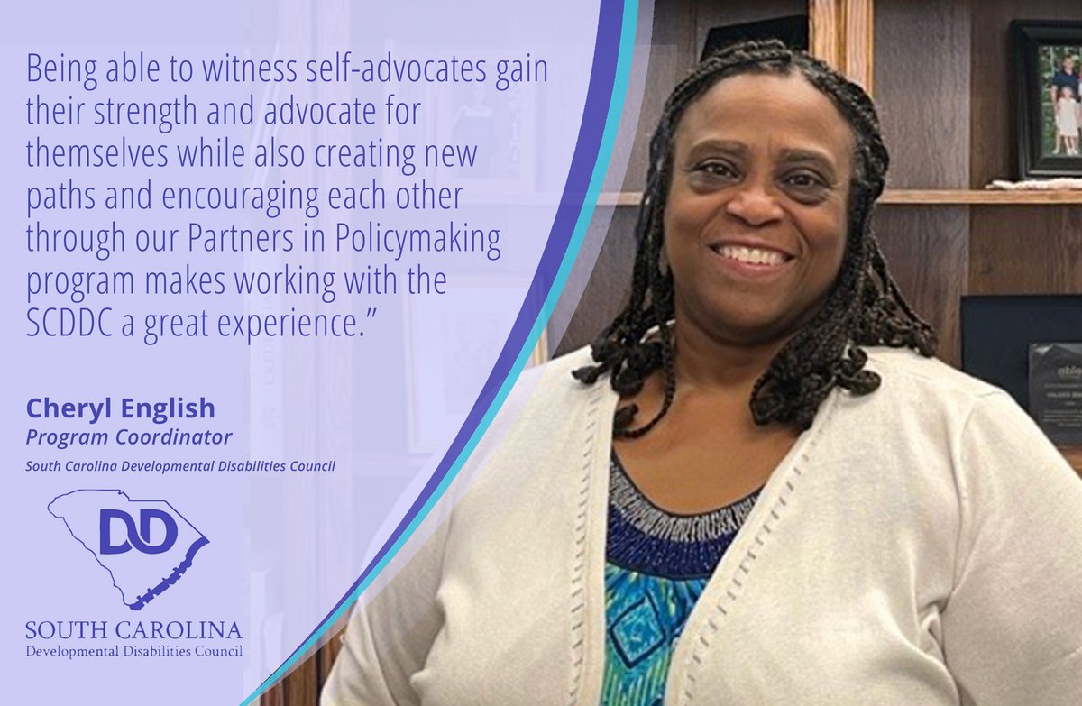 SCDDCouncil's tweet photo. Meet South Carolina Developmental Disabilities Council's Program Coordinator Cheryl English. Check out what Cheryl has to say about working for #SCDDC! https://t.co/0J6oG2QqK4