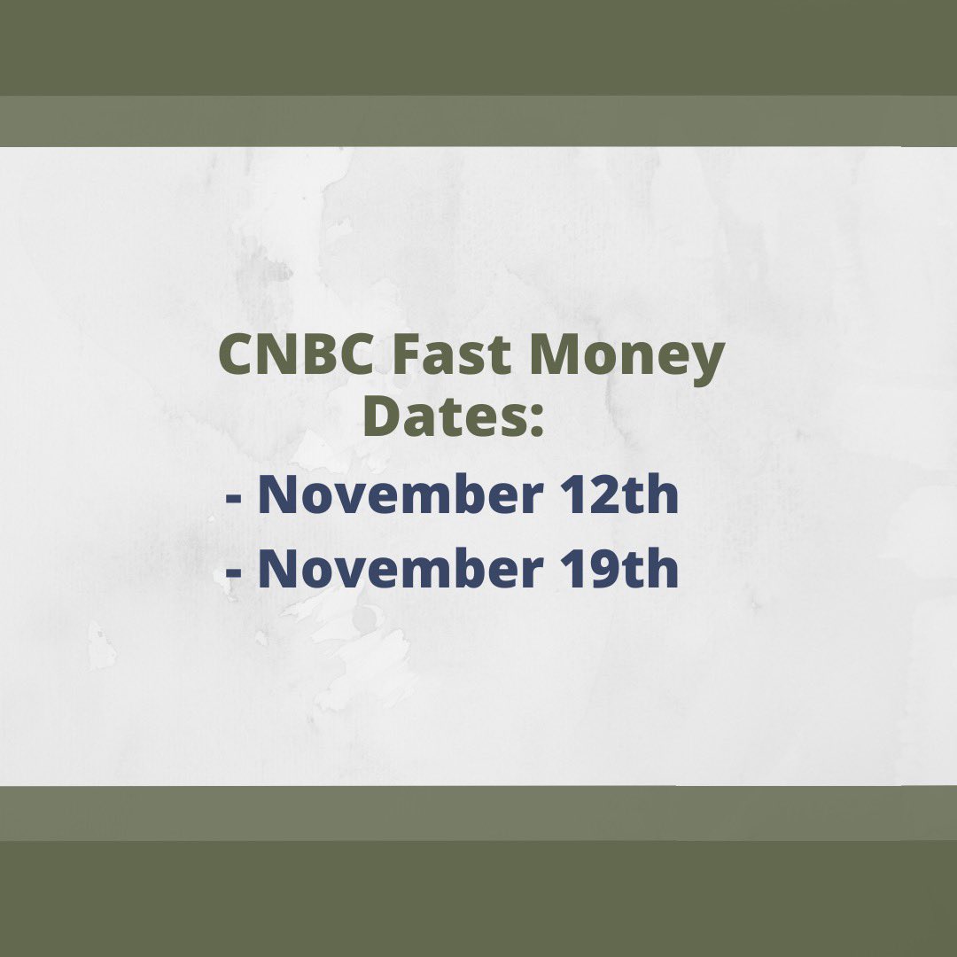 This month’s CNBC Fast Money line up. Don’t forget to tune in!