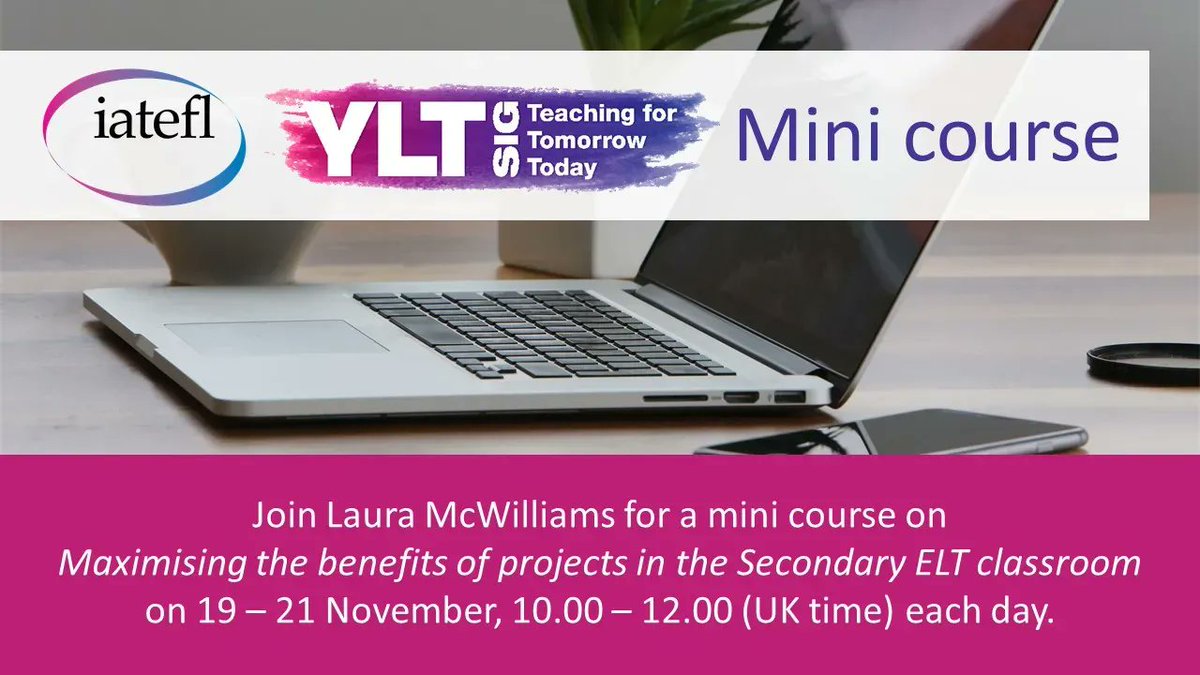 iatefl's tweet photo. Join the #IATEFL #YLTSIG for a mini course on Maximising the benefits of projects in the #Secondary #ELT classroom with Laura McWilliams. We will look at how teachers can engage their Secondary learners throughout the life of a project. Register at https://t.co/BgYMmjBxPU https://t.co/qBw6MNXCpM