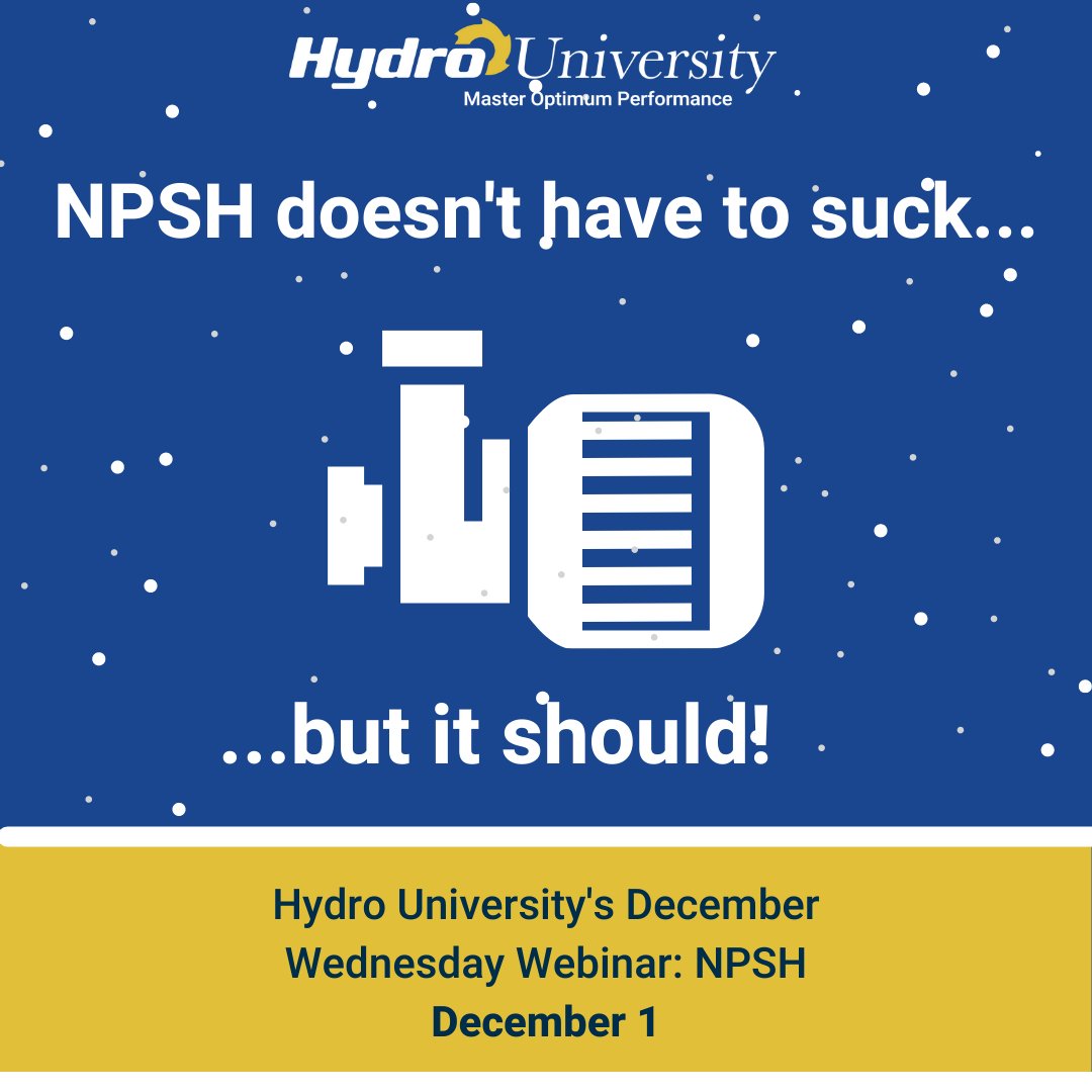 HydroInc's tweet photo. Bob's back and is taking a deep dive into NPSH! Sign up today and get an in-depth explanation of NPSH and how that knowledge can be applied to the diagnosis of cavitation in your pumps: https://t.co/W1YgdPxnIs

#freewebinar #suctionhead #pumpknowledge #pumpsolutions #npsh https://t.co/vDaKisGLAU