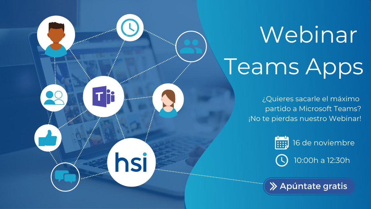¡Ya esta de vuelta! 💥 Este 16 de noviembre vuelve nuestro webinar sobre #TeamsApps de la mano de nuestra gran Aida Román, Responsable del Área de Formación. 

¿Te gustaría automatizar flujos de trabajo?
¿Y saber crear agentes virtuales?

¡Apúntate ya! link.hsi.es/pvp