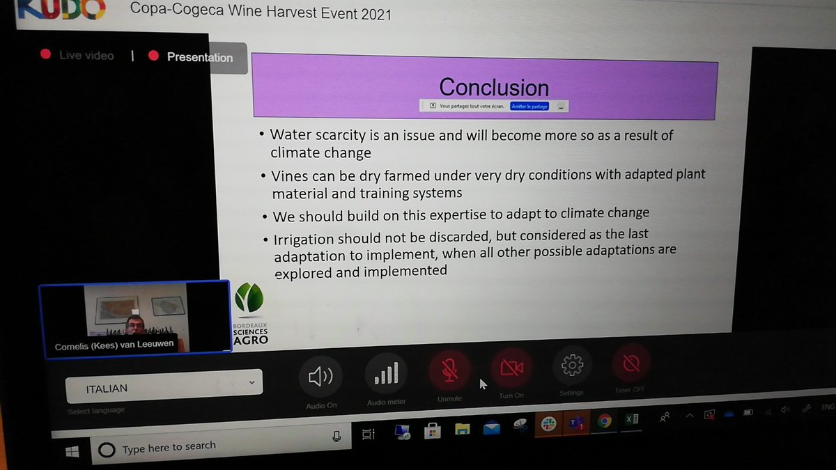 COPACOGECA's tweet photo. Next is Prof Kees Van Leeuwen @BdxSciencesAgro focuses his contribution on #climatechange effects on wine growing.
Addressing in particular the effects of drought and its effects on quantity and quality 🍇🍷#EUwine https://t.co/yjsQMHE4vT