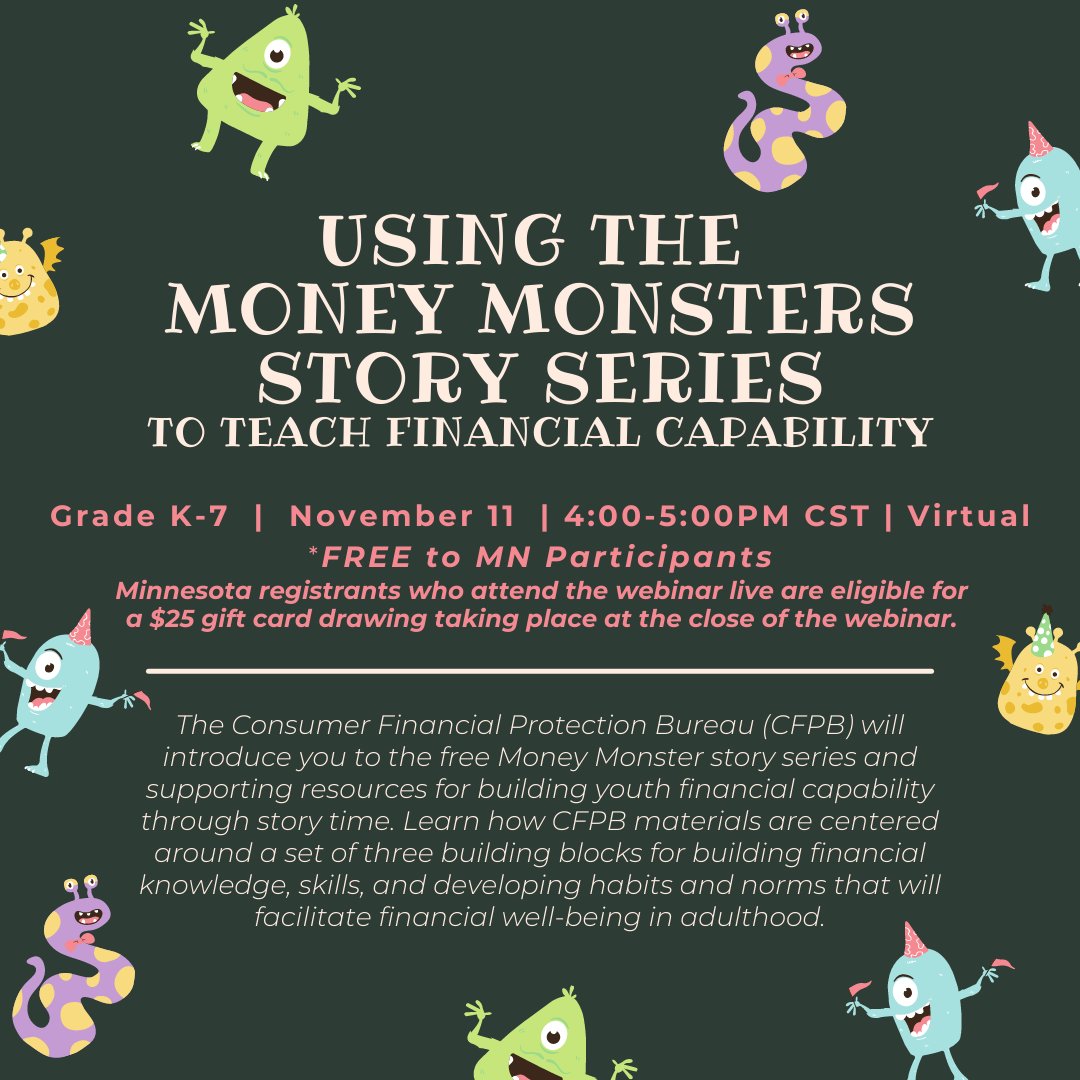 MCEE has teamed up with the <a href="/Consumer/">Deepfreq</a> Financial Protection Bureau to bring you this FREE TPD, Money Monster story series! Don't wait! Registration closes soon! z.umn.edu/MCEE-Workshops