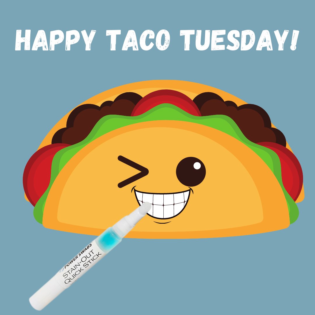 PowerSwabs's tweet photo. It's #TacoTuesday 🌮

Did you know a lot of the delicious toppings on a taco stain your teeth? Use our Stain-Out Quick Stick® to keep those tomato, taco meat and queso stains from setting in. 

The results will be specTACOlar 😉

https://t.co/v6FrfLLK4A https://t.co/Ibwd6qVICk