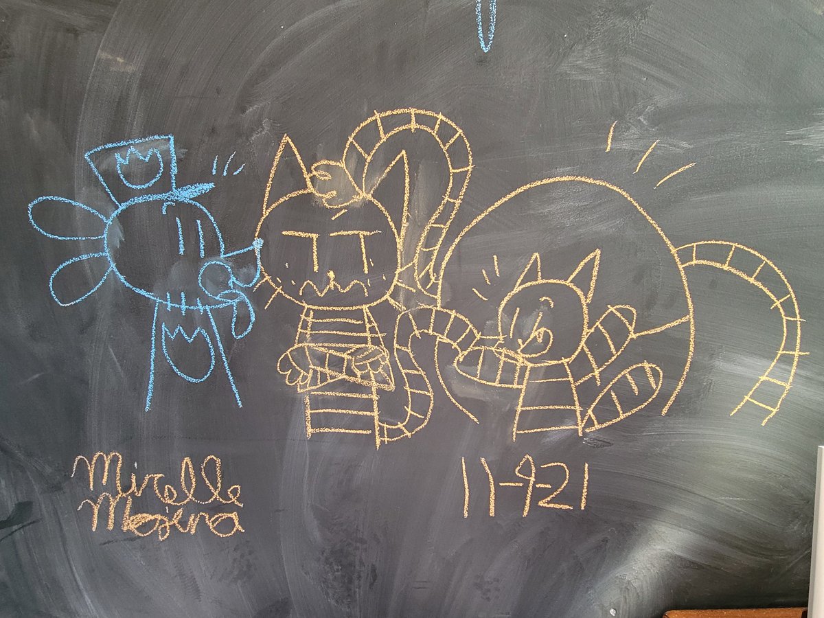 drew them on my speech teacher's chalkboard wall #dogman #petey #peteythecat #lilpetey #80hd #dogmanfanart #captainunderpants