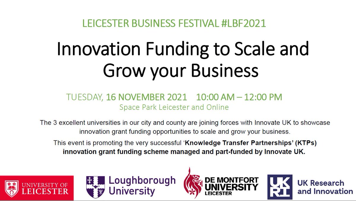LboroPartners's tweet photo. Delighted to share that we will be joining local university colleagues and businesses to share funding and innovation opportunities. 
Come and join us next week at the Leicester Space Park! Register at: https://t.co/T05MeS6tgT
@lboroenterprise @dmuenterprise  @LeicInnovation https://t.co/UeqZXjLqtG