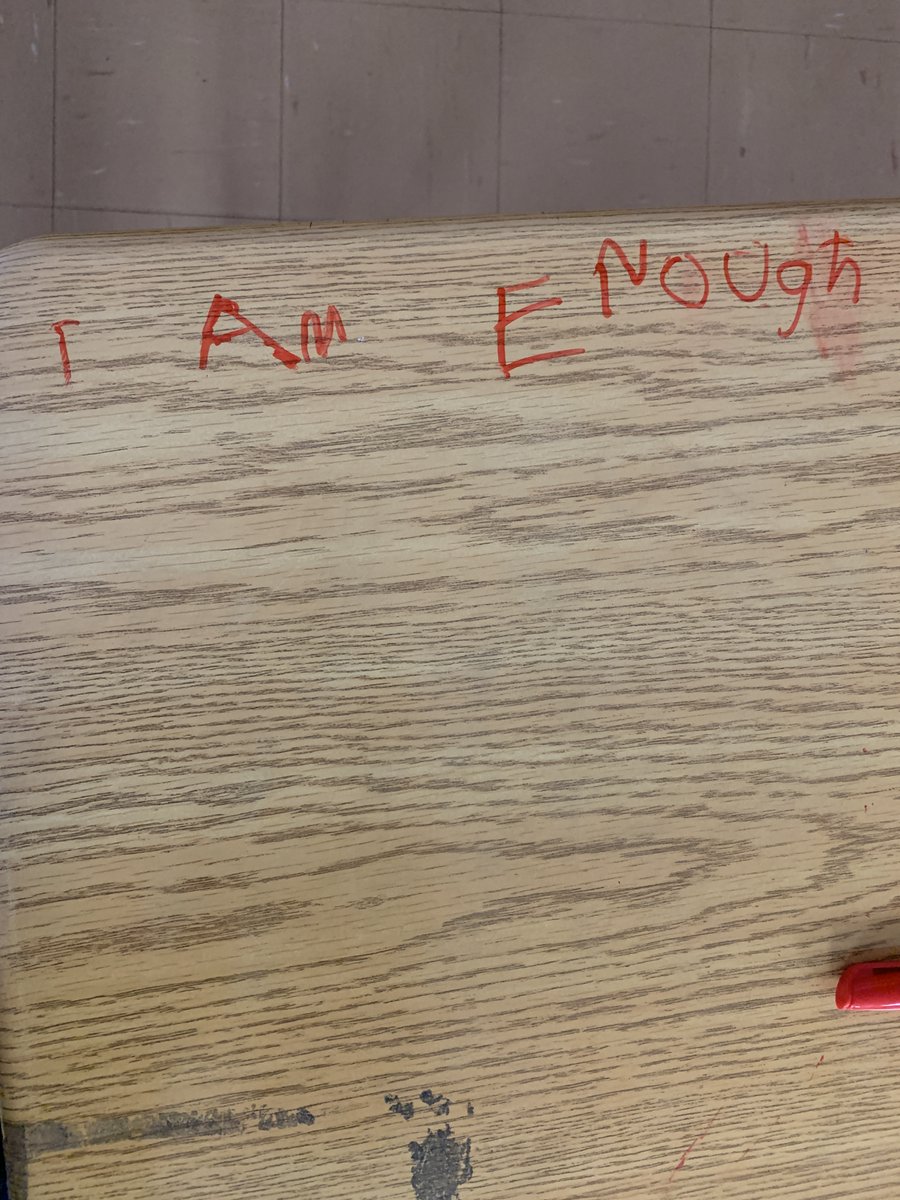 ms_mccloskey1's tweet photo. Sometimes we just need a daily reminder.  2/3M writes their #dailyaffirmation on their desks every morning to remind them how awesome they are. Check them out. https://t.co/2lgCTbOUzw
