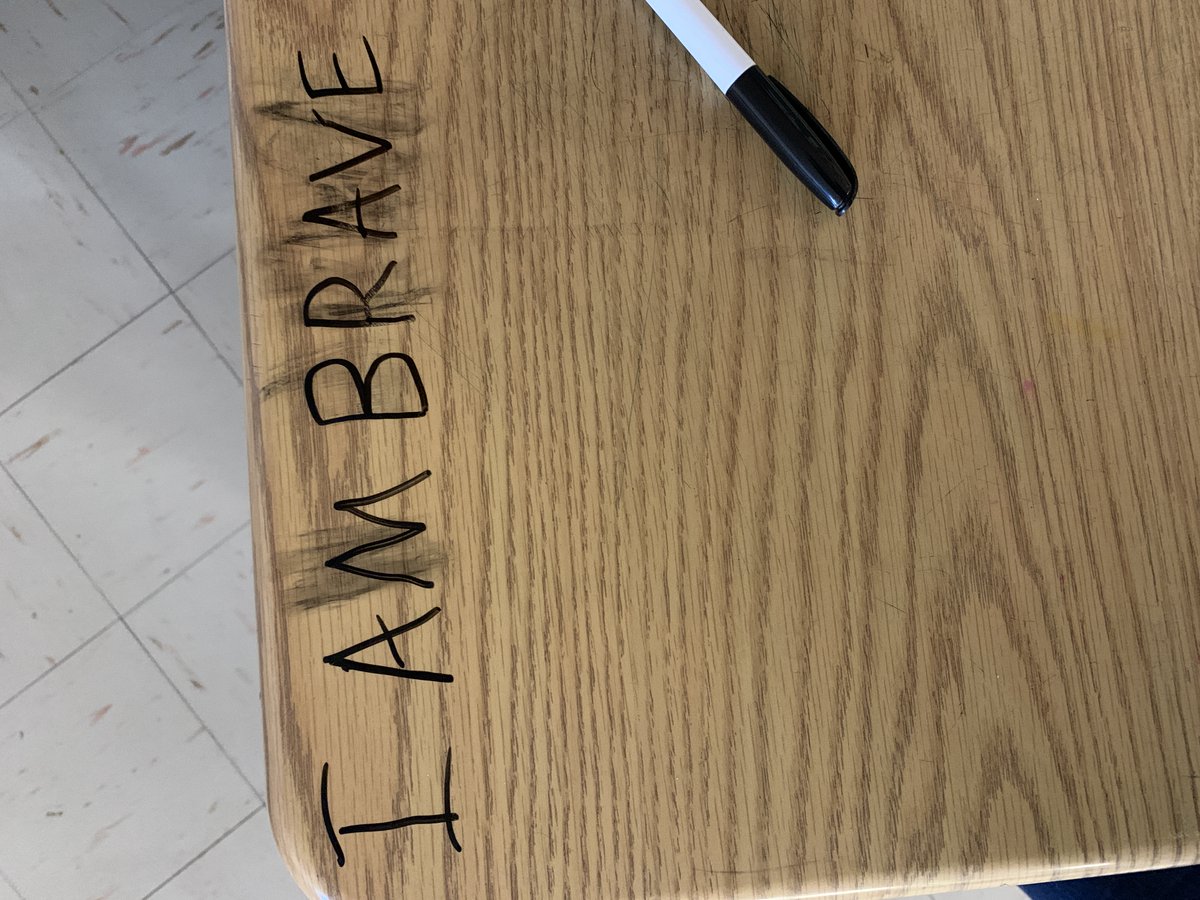 ms_mccloskey1's tweet photo. Sometimes we just need a daily reminder.  2/3M writes their #dailyaffirmation on their desks every morning to remind them how awesome they are. Check them out. https://t.co/2lgCTbOUzw