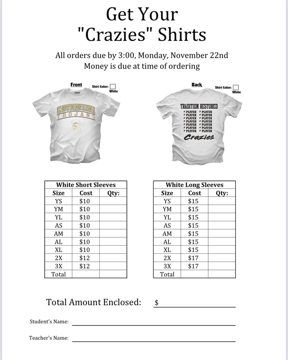 Make sure to order your “Crazies” Shirts! <a href="/CovingtonCrazi1/">Covington Crazies</a>