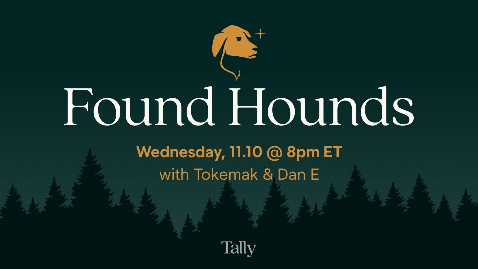 taho_xyz's tweet photo. After a couple of exciting weeks on the hunt at ETHLisbon & NFT NYC, #FoundHounds is BACK π
With our special guests @LiquidityWizard of @TokenReactor & @delitzer βοΈ https://t.co/6icT82IvNC