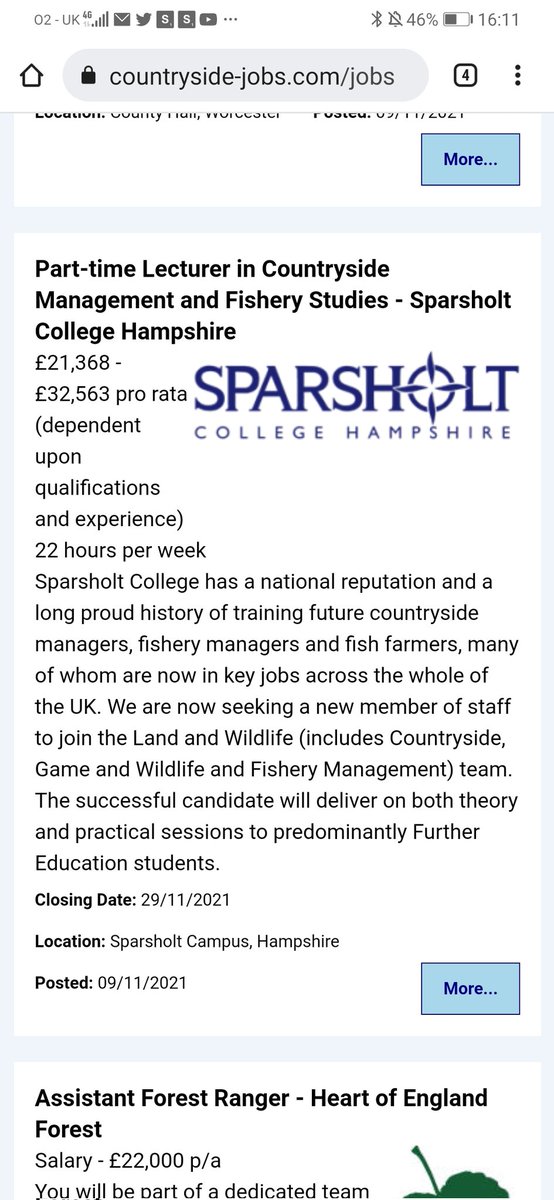 Would you like to join our expert team <a href="/Sparsholt_Coll/">Sparsholt College</a> helping to produce the countryside and fishery management professionals of the future. This position is highly likely to increase to a FT post so apply and bring your expertise to the table #countryside#education#fish