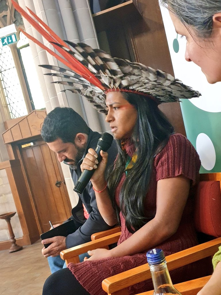 natalieben's tweet photo. Jumas Xipaia from the indigenous Xipaya people in Para state, Brazil, says we are out of time. Why is world waiting to create the offence of #Ecocide?

We are climate. We are nature. We are communities. They cannot be separated. 

#COP26 @EcocideLaw https://t.co/YnUDT8lsDm