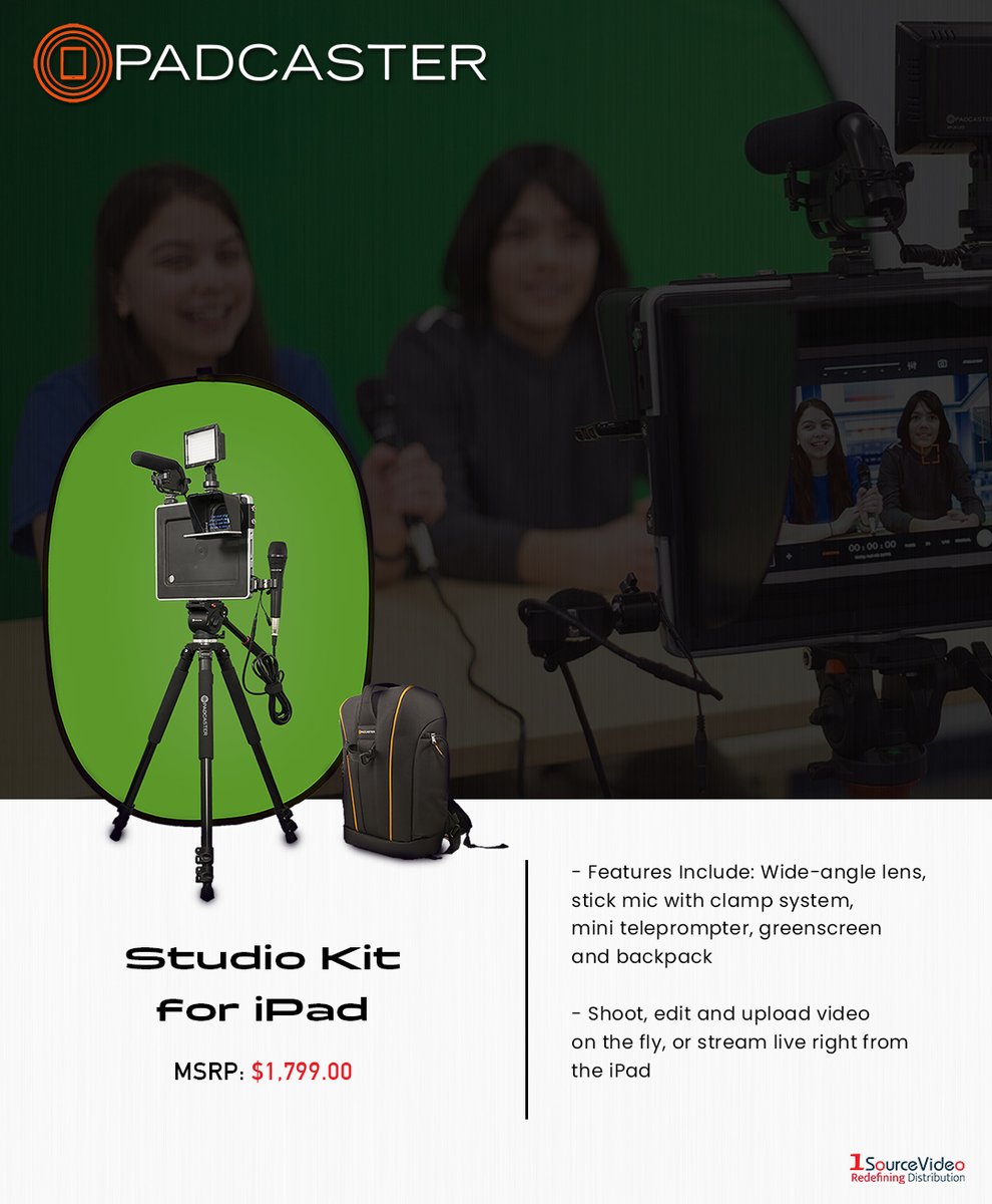 1sourcevideo's tweet photo. Transform your iPad into an all-in-one mobile production suite with the @padcaster Studio Kit!
#Padcaster #1SourceVideo #RedefiningDistribution #PNCEngineering #VP4L #EProAV #ProFlixSales #SafeHarbor #EncoreBroadcastSolutions https://t.co/90FEEPYTxi