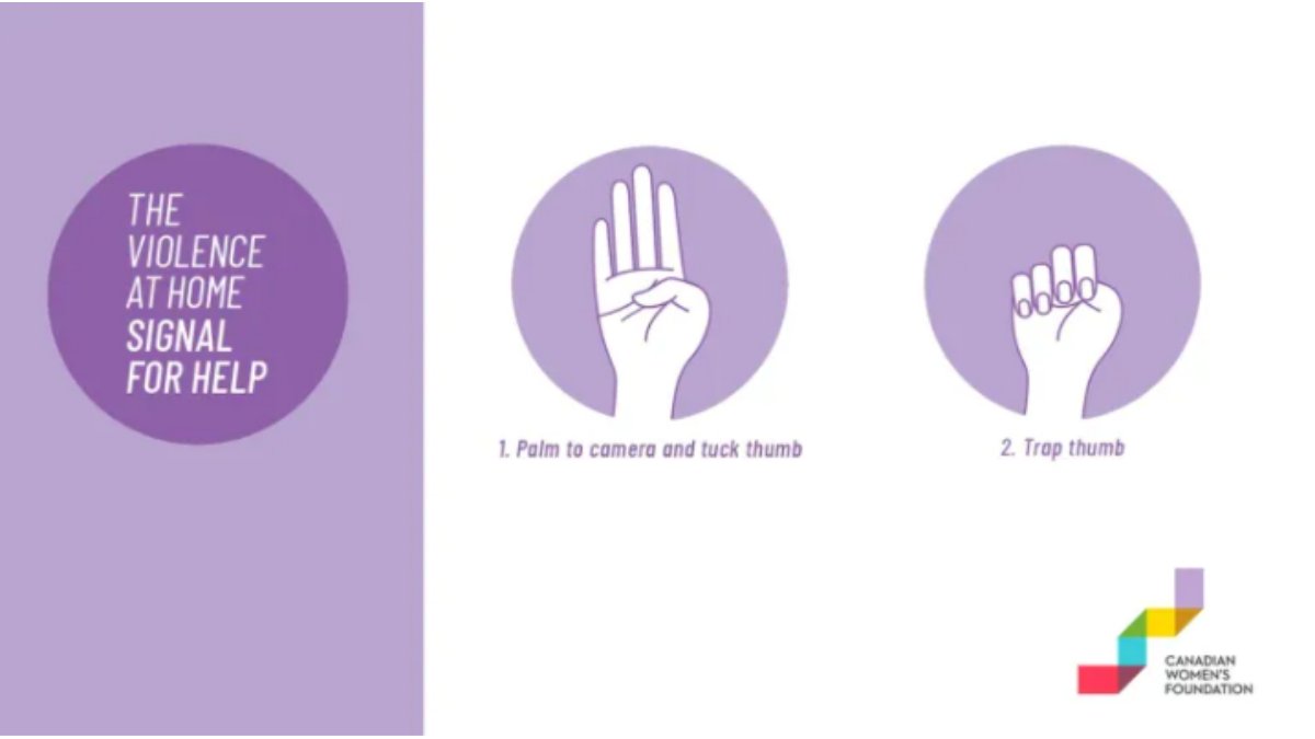 SARAforWomen's tweet image. This made-in-Canada distress signal may have helped save a young woman's life. ♀️ Read the @CBC article: cbc.ca/news/canada/ca…

📸@cdnwomenfdn 

#Isolation #SeekSafety #SignalForHelp #StopAbuse #IntimatePartnerViolence #StrangerViolence #SARAforWomen 

SARAforWomen.ca