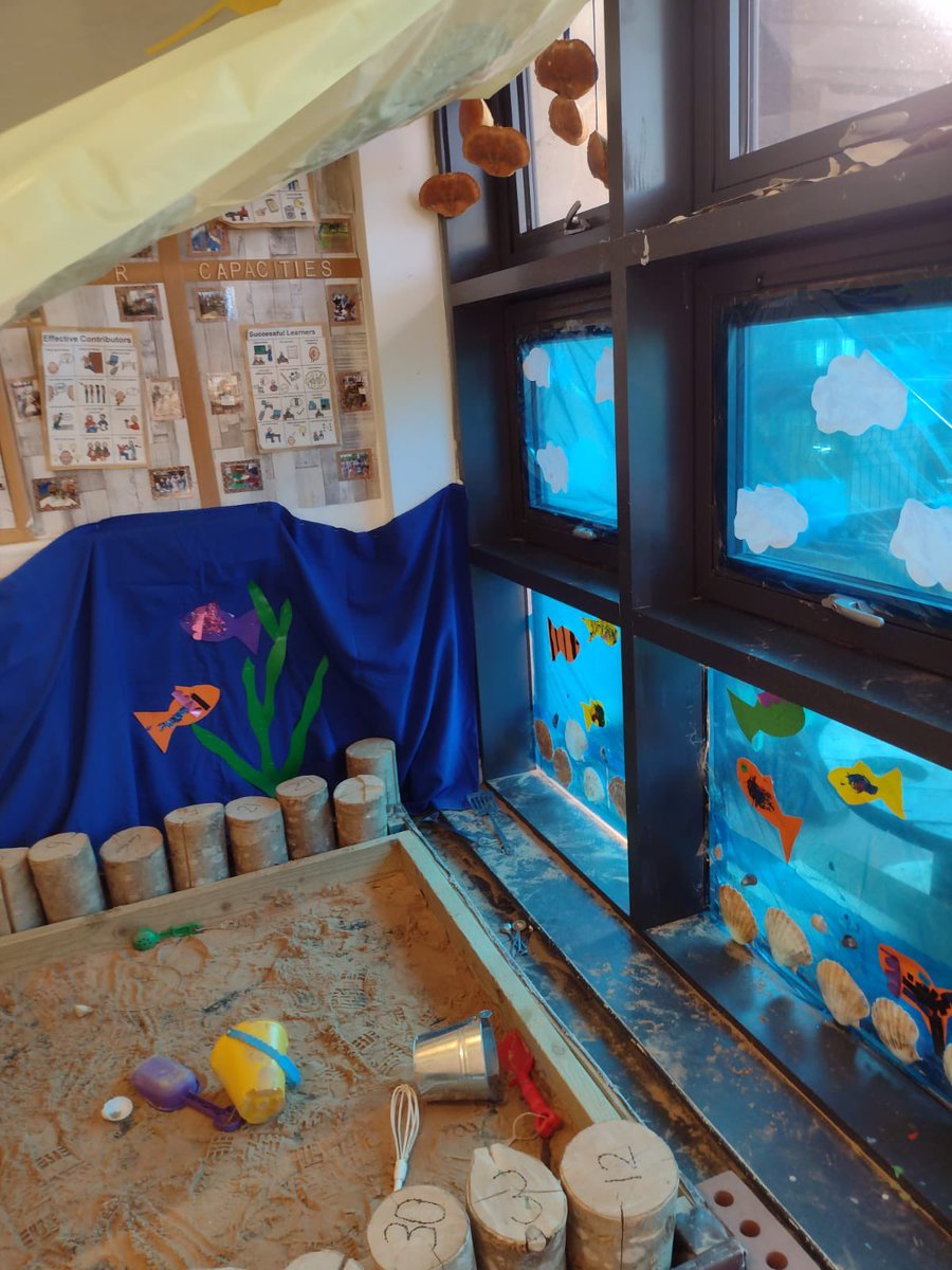 Cuiken_Primary's tweet photo. After a discussion with the children they decided they wanted a beach themed sand area. The children and staff worked together to create a wonderful under water world. #sunsandsea #collaboration #developingimagination https://t.co/K5DxioV98i