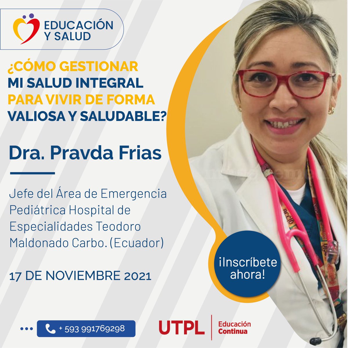 educa_salud_'s tweet photo. El Dra. @TATIFRIAS73, estará en el 
II Simposio Internacional 🇪🇨🇧🇷🇵🇪🇦🇷
Tiempo de Transición: Una Propuesta Educativa desde la Salud Integral
Regístrate ⬇️https://t.co/0sCEmtyp42 @VIVErevista @EmdicConsultor1 #klubo #Kentenich 
Con el aval de @educontinuaUTPL @UTPLCosta https://t.co/x0JZU7PgXb