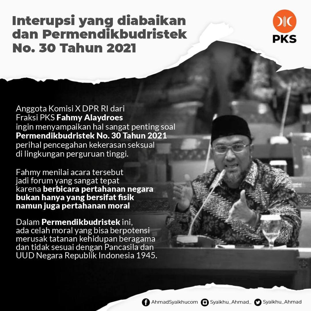 #CabutPermendikbudristekNo30 
Permendikbudristek No 30 ini berpotensi merusak norma kesusilaan. Ada celah moral yang melegalkan kebebasan seksual di lingkungan perguruan tinggi.