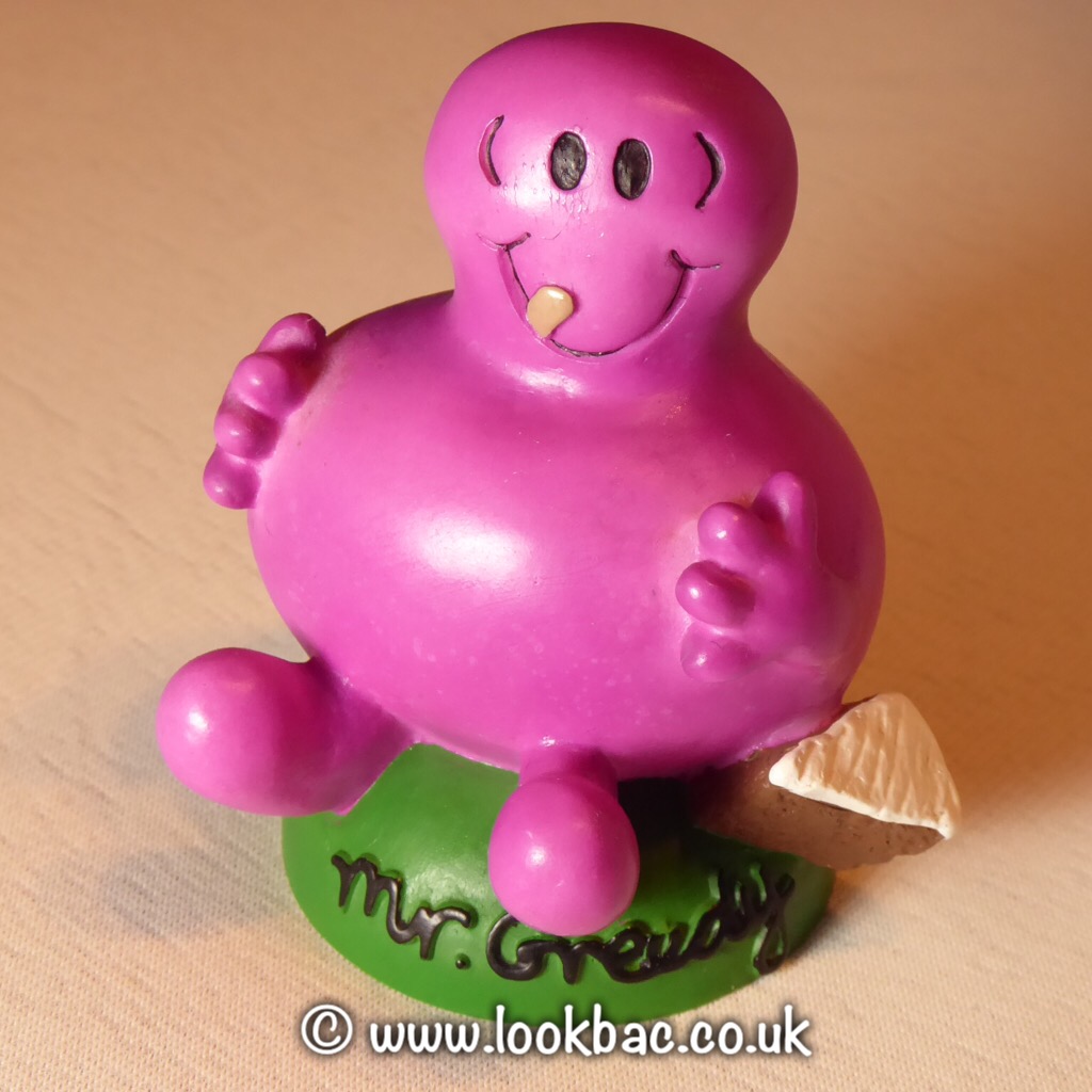 This week let us introduce you to no.4 in our collection of Roger Hargreaves Mr Men figurines by Royal Doulton / Holland Studio Craft Ltd from the 1990s namely Mr Greedy. We plan to feature others on a regular basis then offer them up for sale in groups. They still make us smile.