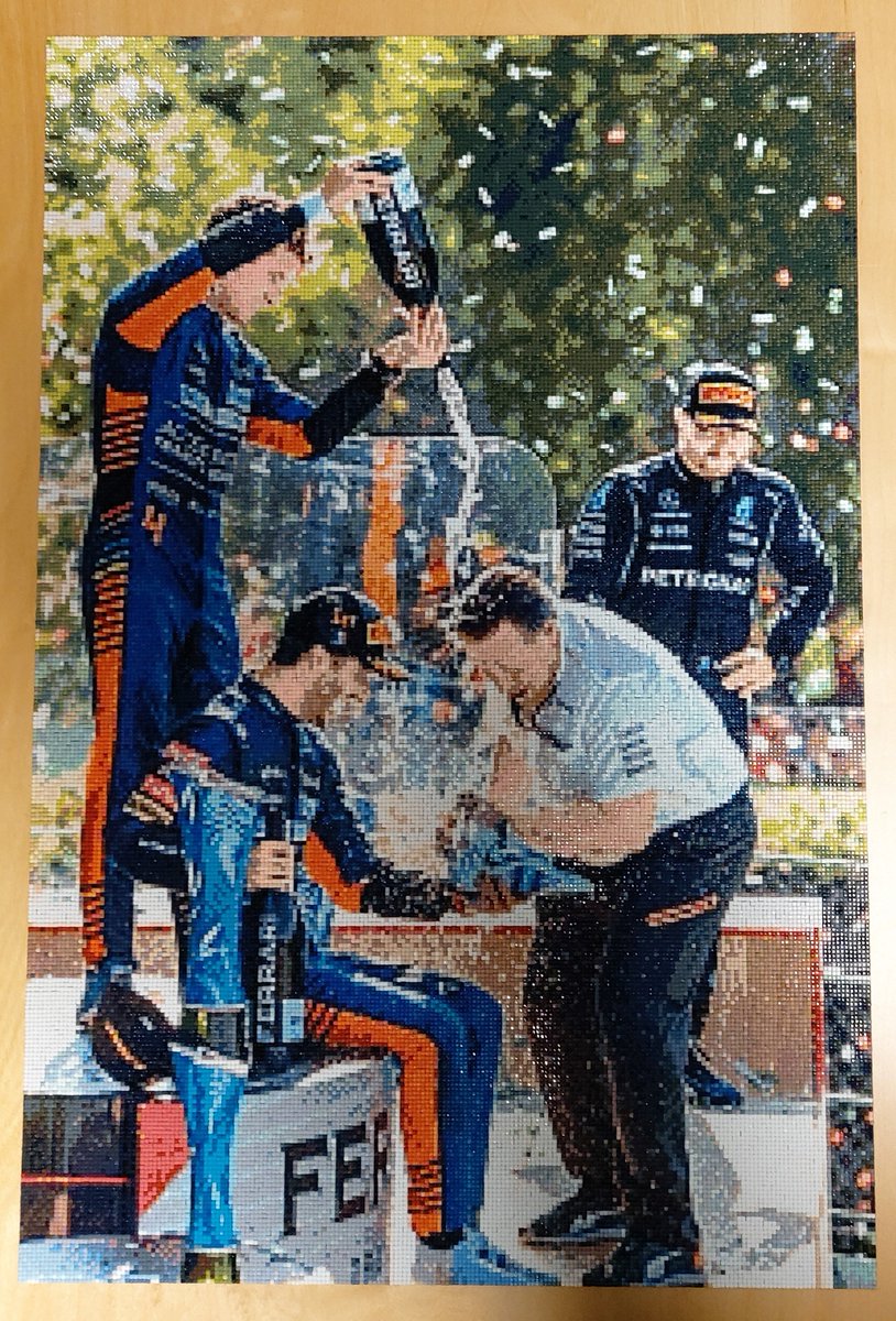 sunpunkt's tweet photo. "IT'S MCLAREN AND RICCIARDO TO WIN THE ITALIAN GRAND-PRIX. LANDO NORRIS COMES HOME TO MAKE IT A 1-2!"🧡

@danielricciardo @McLarenF1 @LandoNorris @ZBrownCEO @MercedesAMGF1

(It took 34 days,94 hours total working time,60.000 little diamond beads&amp;60 colours to complete it.50x75cm) https://t.co/jBoAn8qFm0