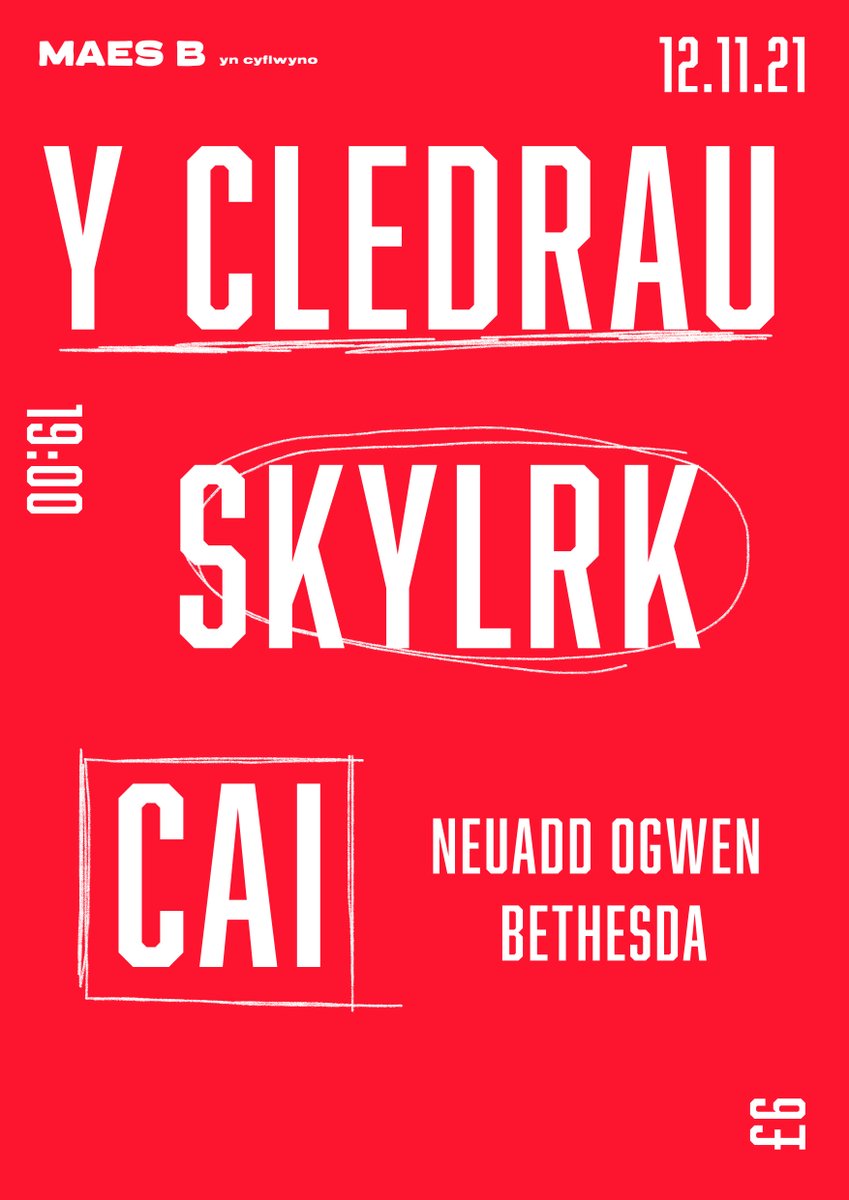 💥 NOS WENER YMA 💥 @YCledrau / @sir_skylrk / Cai 🎪 Yn @NeuaddOgwen Bethesda @Maes_B 🎪