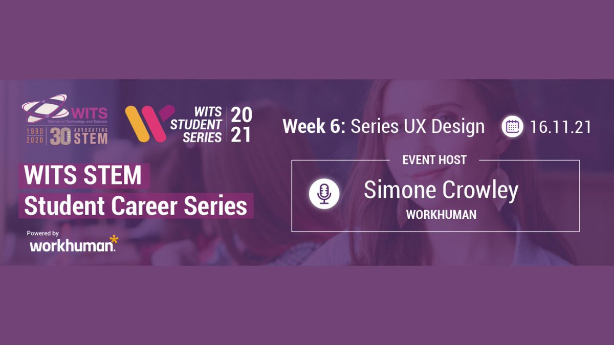 WITSIreland's tweet photo. Join WITS on November 16th for a UX Design talk with Simone Crowley from the Workhuman product design team.
Registration now open -> https://t.co/TMZcMkUthO
#womeninstem #wits #diversity #stem #science #technology #engineering #maths #ireland #studentseries #uxdesign https://t.co/wtOx8A3NXm
