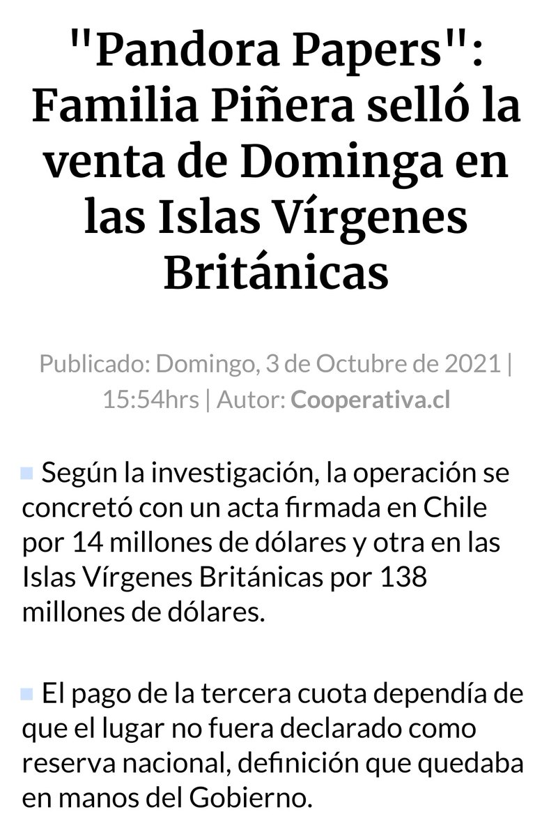 jtroncosop's tweet photo. Mas que una #AcusaciónConstitucional por la venta de #dominga es una acusación que todo Chile sabe y se arrastra desde el Banco de Talca...una tras otra, una tras otra. Piñera Impunemente fue Presidente 2 veces...si 2 períodos de Impunidad llegan a su Fin, Gracias Totales. https://t.co/OSXBgiZmSz