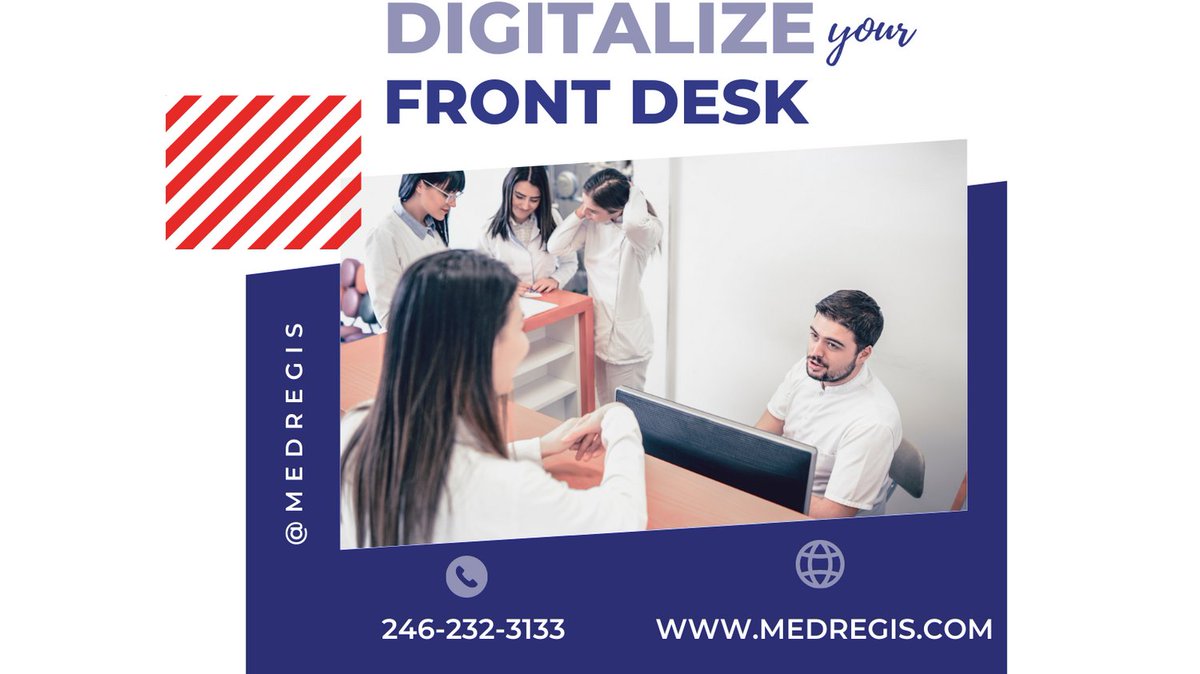 MedRegis's tweet photo. Streamlining a clinic is not just about the medical staff; it also includes your front desk. Our front desk application allows you to streamline the check-in and check-out process, track and manage appointments, finalize appointments, and more. #caribbean #healthtechstartup https://t.co/35eeafelpW