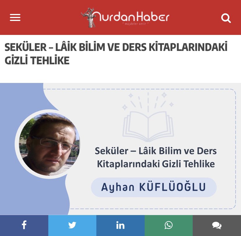 Seküler – Lâik Bilim ve Ders Kitaplarındaki Gizli Tehlike

Seküler – Lâik Bilim/sellik’in, Felsefe ve Epistemolojisinin Eleştirisi ve Çözüm Önerisi (1/3)
Ayhan Küflüoğlu