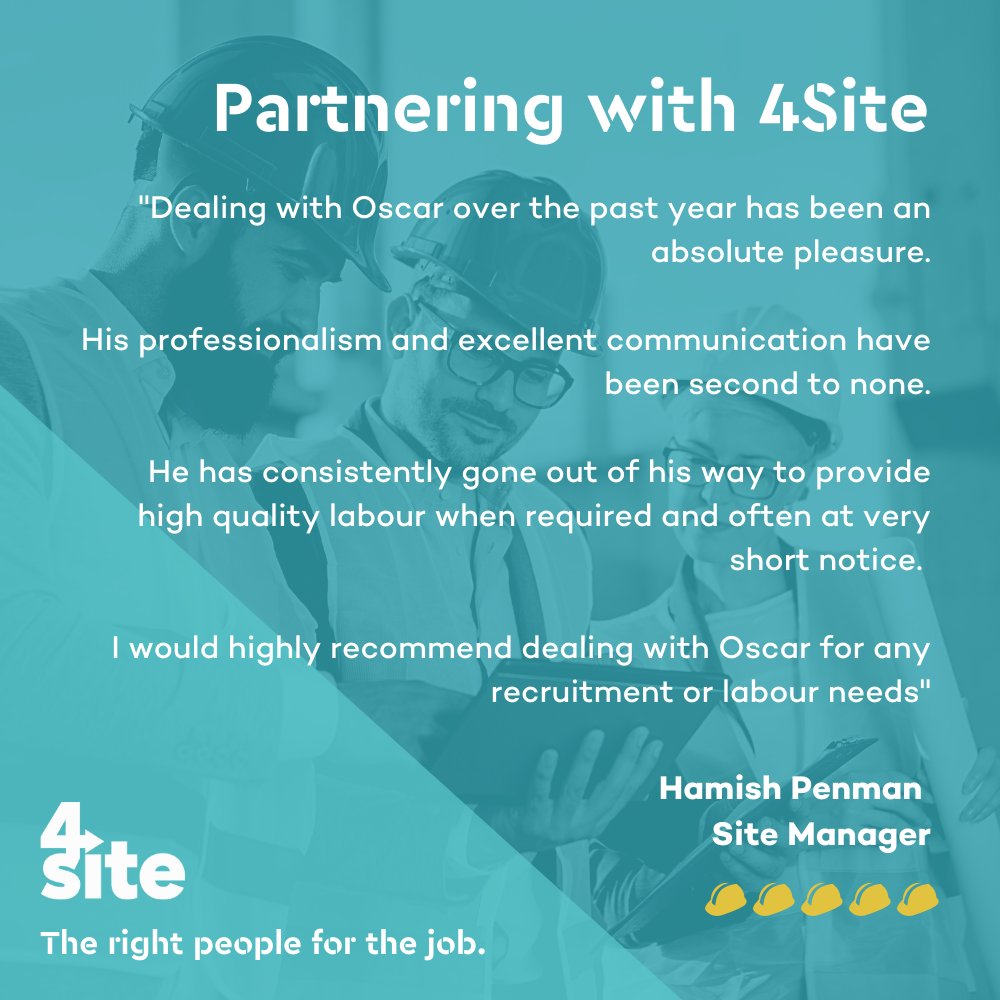 ⭐️ 4Site Client Testimonial ⭐️👷
 
 Check out how 4Site will help build stronger partnerships and achieve better outcomes for everyone: bit.ly/3pKBsyx
 
 #ConstructionUK #ConstructionRecruitment #Construction #SiteManager #ClientTestimonial #TestimonialTuesday