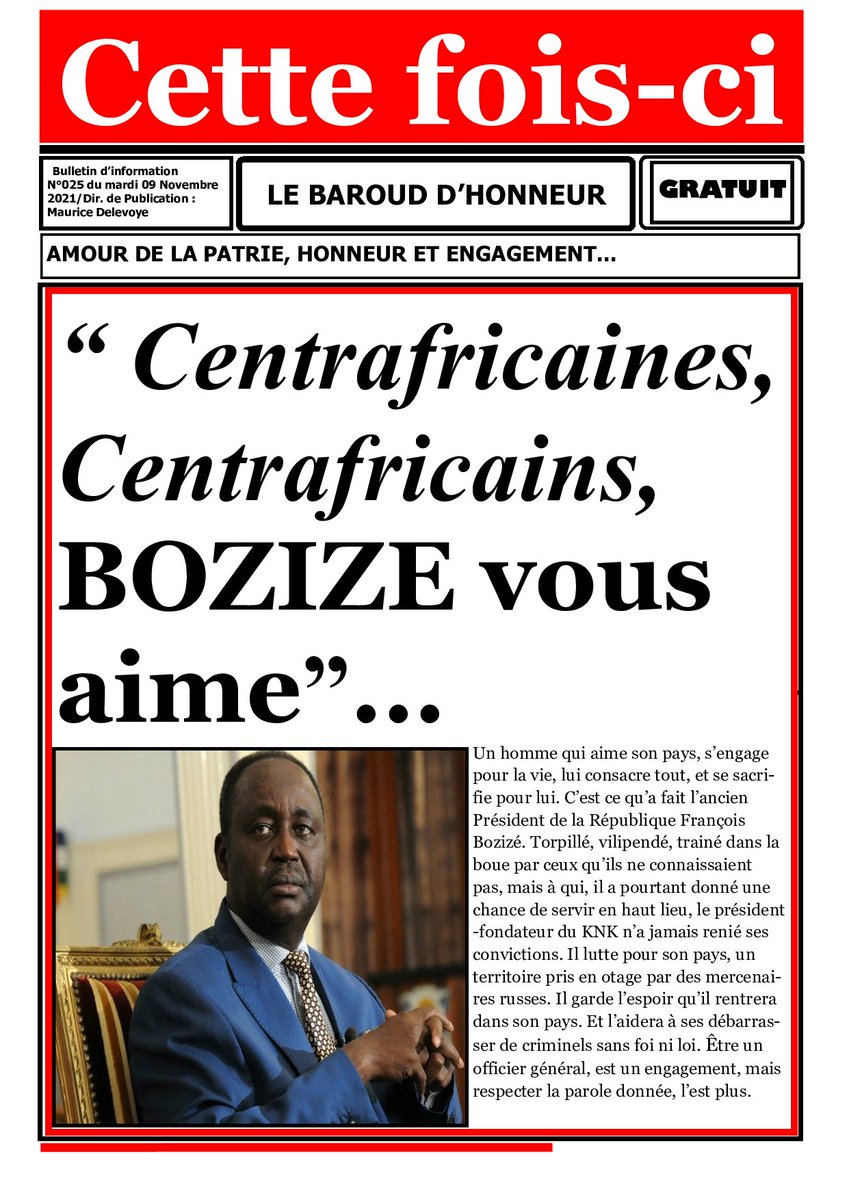 CiBaroud's tweet photo. La Une du journal « Cette fois-ci » N•025 du mardi 08 novembre 2021... https://t.co/0qQnomDOxm
