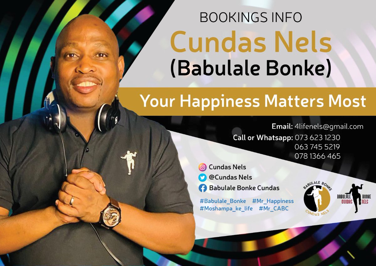 CundasNels's tweet photo. Gig Guide Coming Out Nicely For Festive, Do The Right Thing And Secure One The Most Trending Spinners In SA(Moshampa &amp; Mixer To The Head Guy). Do not hesitate and Follow The Poster For More Info.

"Your Happiness Matters Most"

#moshampa_ke_life 

#mr_cabc 

#babulalebonke https://t.co/hPpJa0vutV