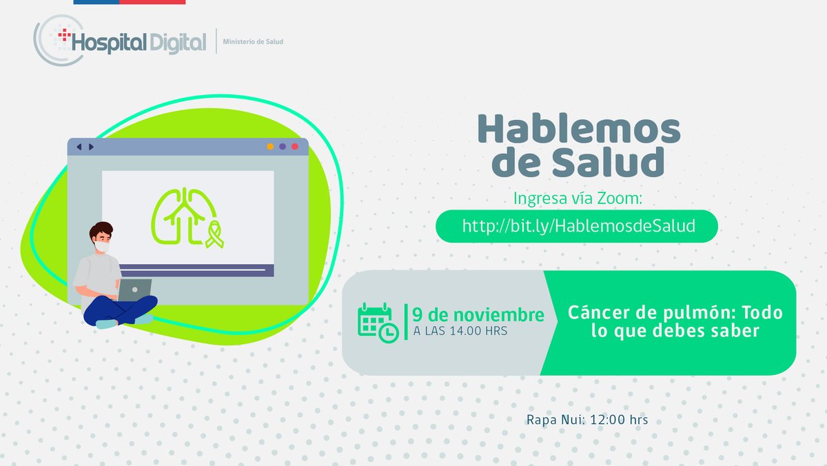 HospitalDigital's tweet photo. 📍Conéctate con nosotros en un nuevo #HablemosDeSalud, hoy a las 14:00 horas, donde conversaremos con un experto oncológico sobre el #CáncerDePulmón. 
Link de conexión 👉https://t.co/BrR3nhe7n1
🔸¡Te esperamos!🔸 https://t.co/ncFhxRCUTp